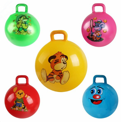 Nontoxic Red Large Bouncy Balls With Handles Odorless Ultralight