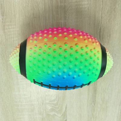 Oval Soccer 5&quot; Inflatable Playground Ball Rainbow Colored Antiwear